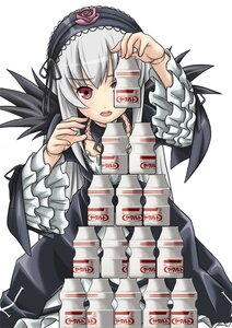 Rating: Safe Score: 0 Tags: 1girl aka_(s3637) black_wings bottle can commentary_request dress flower frilled_sleeves frills gothic_lolita hairband image lolita_fashion lolita_hairband long_hair long_sleeves looking_at_viewer open_mouth photoshop_(medium) purple_eyes red_eyes rose rozen_maiden silver_hair solo stacking suigintou wide_sleeves wings yakult User: admin