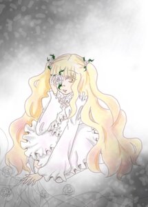 Rating: Safe Score: 0 Tags: 1girl blonde_hair dress eyepatch flower frills image kirakishou long_hair long_sleeves rose solo thorns very_long_hair wavy_hair white_dress yellow_eyes User: admin