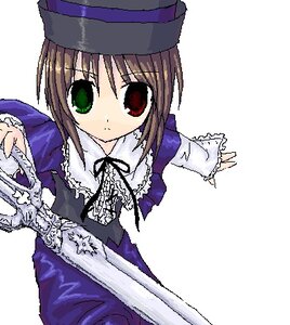 Rating: Safe Score: 0 Tags: 1girl blue_dress brown_hair dress frills green_eyes hat heterochromia image long_sleeves looking_at_viewer outstretched_arm red_eyes simple_background solo souseiseki top_hat white_background User: admin