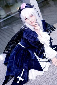 Rating: Safe Score: 0 Tags: 1girl closed_mouth flower hairband long_hair long_sleeves looking_at_viewer red_eyes scarf solo suigintou wings User: admin