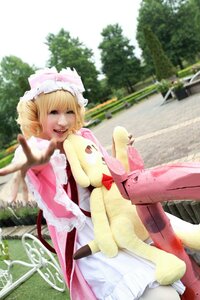 Rating: Safe Score: 0 Tags: 1girl 3d blonde_hair blurry day depth_of_field dress hat hinaichigo outdoors photo realistic scarf sitting solo stuffed_animal tree User: admin