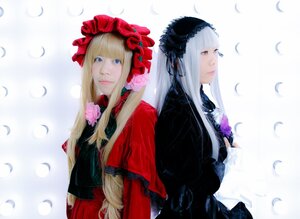 Rating: Safe Score: 0 Tags: 2girls 91076 bangs blonde_hair blue_eyes blunt_bangs bonnet dress feathers flower hime_cut lips long_hair looking_at_viewer multiple_cosplay multiple_girls petals red_dress red_eyes rose shinku striped tagme User: admin