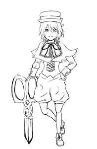 Rating: Safe Score: 0 Tags: 1girl capelet full_body greyscale hand_on_hip hat image looking_at_viewer monochrome short_hair smile solo souseiseki User: admin
