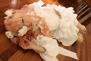 Rating: Safe Score: 0 Tags: 1girl dress flower hair_flower hair_ornament kirakishou lips lying on_back on_floor pink_hair solo white_dress white_flower wooden_floor User: admin