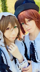 Rating: Safe Score: 0 Tags: 2girls brown_hair green_eyes hat heterochromia long_hair looking_at_viewer multiple_cosplay multiple_girls red_eyes short_hair siblings sisters smile souseiseki suiseiseki tagme twins User: admin