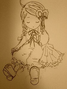 Rating: Safe Score: 0 Tags: 1girl 86800 brown_background closed_eyes dress drill_hair flower hair_ornament image kanaria long_sleeves monochrome solo tomoe_mami twin_drills twintails User: admin