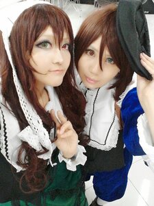 Rating: Safe Score: 0 Tags: 2girls 91076 brown_hair green_eyes hat heterochromia jewelry long_hair long_sleeves looking_at_viewer multiple_cosplay multiple_girls necklace siblings sisters smile souseiseki suiseiseki tagme traditional_media twins User: admin