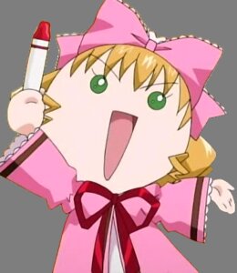 Rating: Safe Score: 0 Tags: 1girl :d blonde_hair bow gift green_eyes hair_bow hina_ichigo hinaichigo image open_mouth pink_bow simple_background smile solo white_background User: admin