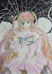 Rating: Safe Score: 0 Tags: 1girl dress eyepatch flower frills image kirakishou long_hair long_sleeves pink_hair pink_rose rose solo thorns traditional_media very_long_hair white_rose yellow_eyes User: admin