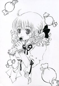Rating: Safe Score: 0 Tags: 1girl blush bow candy food greyscale hinaichigo image monochrome ribbon short_hair smile solo User: admin
