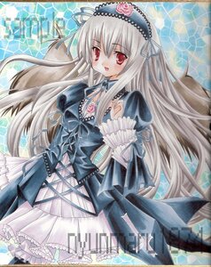 Rating: Safe Score: 0 Tags: 1girl blush breasts colored_pencil_(medium) dress flower frills hairband image long_hair long_sleeves looking_at_viewer marker_(medium) pastel_(medium) red_eyes ribbon rose sample silver_hair smile solo suigintou traditional_media User: admin