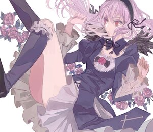 Rating: Safe Score: 0 Tags: 1girl dress flower frills hairband image lolita_fashion long_hair long_sleeves lying pink_flower pink_rose purple_flower purple_rose red_eyes red_flower red_rose ribbon rose solo suigintou white_rose wings User: admin