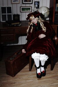Rating: Safe Score: 0 Tags: 1girl blonde_hair bookshelf bow chair clock closed_eyes dress flower indoors long_hair long_sleeves mary_janes red_dress rose shinku shoes sitting sleeping solo white_legwear window User: admin