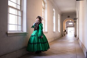 Rating: Safe Score: 0 Tags: 1girl black_hair dress green_dress indoors long_hair long_sleeves profile solo standing suiseiseki window User: admin