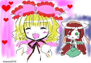 Rating: Safe Score: 0 Tags: 2girls :d ^_^ blonde_hair bow chibi closed_eyes dress green_eyes heart heterochromia hina_ichigo hinaichigo image long_sleeves multiple_girls open_mouth pair pink_bow red_eyes smile suiseiseki User: admin