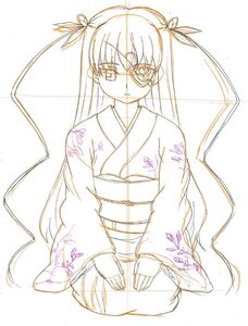 Rating: Safe Score: 0 Tags: 1girl bandages barasuishou bare_shoulders eyepatch hair_ribbon image japanese_clothes kimono long_hair monochrome obi ribbon sash seiza sitting sketch solo tattoo User: admin