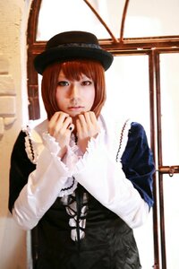 Rating: Safe Score: 0 Tags: 1girl bangs black_dress blurry closed_mouth dress hat indoors lips lolita_fashion long_sleeves looking_at_viewer realistic sitting solo souseiseki window User: admin