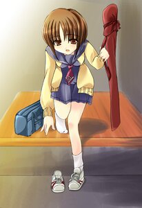 Rating: Safe Score: 0 Tags: 1girl bag blue_sailor_collar brown_eyes brown_hair cardigan human image kashiwaba_tomoe long_sleeves necktie open_mouth pleated_skirt rozen_maiden sailor_collar school_bag school_uniform serafuku setins shoes short_hair skirt sneakers socks solo solo_shoe standing standing_on_one_leg weapon_bag white_legwear User: admin