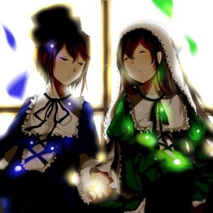 Rating: Safe Score: 0 Tags: 2girls backlighting closed_eyes dress green_dress hat head_scarf holding_hands image long_hair long_sleeves multiple_girls pair red_hair short_hair siblings sisters souseiseki suiseiseki twins window User: admin