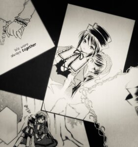 Rating: Safe Score: 0 Tags: blush dress hat image long_sleeves monochrome multiple_girls pair photo photo_(object) short_hair souseiseki suiseiseki wings User: admin