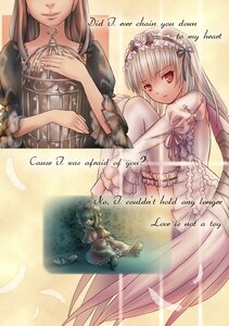 Rating: Safe Score: 0 Tags: 3girls dress feathered_wings feathers frills hairband image kakizaki_megu long_hair long_sleeves looking_at_viewer multiple_girls red_eyes ribbon silver_hair solo suigintou thighhighs white_wings wings User: admin