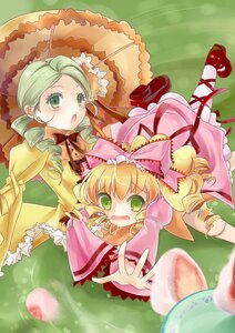 Rating: Safe Score: 0 Tags: 2girls blonde_hair blush bow dress drill_hair green_eyes green_hair hina_ichigo hinaichigo holding_umbrella image kanaria long_hair multiple_girls on_stomach open_mouth pair parasol pink_bow rain shared_umbrella shoes short_hair tears twin_drills umbrella User: admin