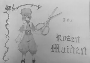 Rating: Safe Score: 0 Tags: 1girl greyscale hat image long_sleeves monochrome rose shorts solo souseiseki standing User: admin