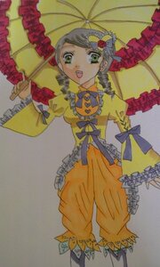 Rating: Safe Score: 0 Tags: 1girl black_umbrella dress drill_hair flower frilled_pillow frills green_eyes hair_ornament holding_umbrella image kanaria lolita_fashion long_sleeves open_mouth parasol red_umbrella shared_umbrella smile solo traditional_media twin_drills umbrella User: admin