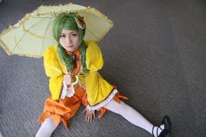 Rating: Safe Score: 0 Tags: 1girl dress frills green_hair hair_ornament holding_umbrella kanaria lips pantyhose parasol red_umbrella solo umbrella white_legwear User: admin