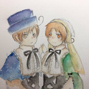 Rating: Safe Score: 0 Tags: brown_eyes brown_hair crossdressing dress frills hat image long_sleeves looking_at_viewer multiple_girls pair ribbon short_hair siblings sisters souseiseki suiseiseki traditional_media twins User: admin