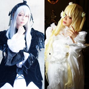 Rating: Safe Score: 0 Tags: 2girls bangs black_dress blonde_hair dress flower frills lips long_hair long_sleeves looking_at_viewer multiple_cosplay multiple_girls realistic red_eyes suigintou tagme white_hair wide_sleeves User: admin