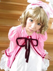 Rating: Safe Score: 0 Tags: 1girl blonde_hair blue_eyes closed_mouth dress frills hina_ichigo hinaichigo indoors long_sleeves looking_at_viewer neck_ribbon pink_dress ribbon short_hair sitting smile solo wooden_floor User: admin