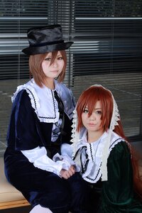 Rating: Safe Score: 0 Tags: 2girls blonde_hair blue_eyes dress frills green_eyes hat lips long_hair long_sleeves looking_at_viewer multiple_cosplay multiple_girls realistic red_hair sisters sitting smile souseiseki tagme top_hat twins User: admin