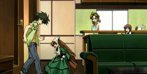 Rating: Safe Score: 0 Tags: 2boys apron black_hair brown_hair dress green_dress image indoors long_hair multiple_boys multiple_girls pair pants sakurada_jun sakurada_nori short_hair souseiseki standing suiseiseki User: admin