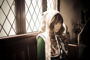 Rating: Safe Score: 0 Tags: 1girl brown_hair dress frills indoors solo suiseiseki window User: admin