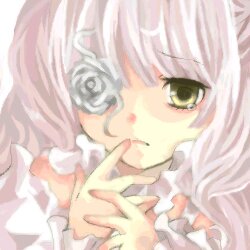 Rating: Safe Score: 0 Tags: 1girl close-up face finger_to_mouth hands heart_hands image kirakishou looking_at_viewer pink_hair ribbon shirt solo User: admin