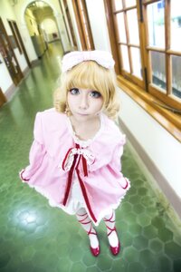 Rating: Safe Score: 0 Tags: 1girl ballet_slippers blonde_hair blue_eyes blurry depth_of_field dress fence frills hinaichigo long_sleeves looking_at_viewer ribbon shoes solo standing tile_floor tiles User: admin
