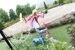Rating: Safe Score: 0 Tags: 1girl animal_ears blonde_hair brown_hair dress flower fox_tail grass hat hinaichigo solo tail tree User: admin