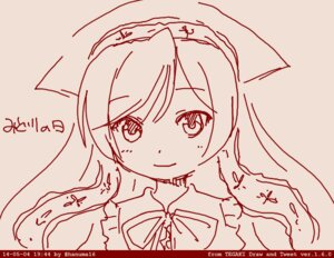 Rating: Safe Score: 0 Tags: 1girl artist_name bangs bow bowtie closed_mouth dated eyebrows_visible_through_hair image long_hair looking_at_viewer monochrome simple_background smile solo suiseiseki twitter_username watermark web_address User: admin