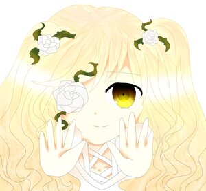 Rating: Safe Score: 0 Tags: 1girl blonde_hair choker flower hair_flower hair_ornament hands image kirakishou long_hair rose smile solo thorns white_flower white_rose yellow_eyes yellow_rose User: admin