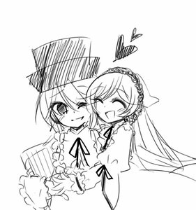 Rating: Safe Score: 0 Tags: 2girls ^_^ blush closed_eyes dress greyscale hat head_scarf heart image long_hair long_sleeves monochrome multiple_girls one_eye_closed open_mouth pair ribbon short_hair simple_background sisters smile souseiseki suiseiseki white_background User: admin