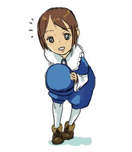 Rating: Safe Score: 0 Tags: 1girl blush brown_footwear brown_hair from_above full_body hat hat_removed headwear_removed holding_hat image long_sleeves looking_at_viewer pantyhose smile solo souseiseki standing striped white_legwear User: admin