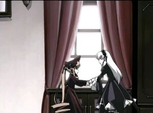 Rating: Safe Score: 0 Tags: 2girls black_dress curtains dress image indoors long_hair long_sleeves multiple_girls pair shinku sitting suigintou window User: admin