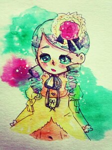 Rating: Safe Score: 0 Tags: 1girl auto_tagged blush dress drill_hair flower green_eyes hair_ornament image kanaria long_sleeves solo standing twin_drills User: admin