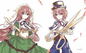 Rating: Safe Score: 0 Tags: brown_hair dress frills green_dress green_eyes hat heterochromia holding image long_hair long_sleeves looking_at_viewer multiple_girls pair petals red_eyes ribbon scissors siblings sisters souseiseki suiseiseki top_hat twins very_long_hair watering_can User: admin