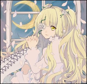 Rating: Safe Score: 0 Tags: 1girl bangs blonde_hair cherry_blossoms dress eyepatch flower frills full_moon hair_flower hair_ornament hands_clasped image interlocked_fingers kirakishou letterboxed long_hair looking_at_viewer moon own_hands_together petals rose rose_petals solo thorns two_side_up very_long_hair yellow_eyes User: admin
