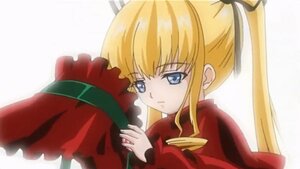 Rating: Safe Score: 0 Tags: 1girl blonde_hair blue_eyes hair_ribbon image long_hair long_sleeves looking_at_viewer red_dress ribbon shinku sidelocks simple_background solo white_background User: admin