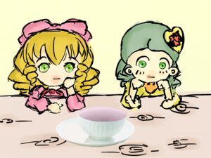 Rating: Safe Score: 0 Tags: 2girls blonde_hair bow food green_eyes hair_bow hina_ichigo hinaichigo image kanaria multiple_girls pair pink_bow spoon User: admin