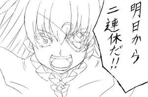 Rating: Safe Score: 0 Tags: 1girl barasuishou bow eyebrows_visible_through_hair fangs greyscale image looking_at_viewer monochrome open_mouth solo white_background User: admin