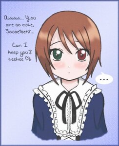 Rating: Safe Score: 0 Tags: ... 1girl blush brown_hair dated dress frilled_shirt_collar frills green_eyes heterochromia image long_sleeves looking_at_viewer red_eyes ribbon short_hair solo souseiseki spoken_ellipsis upper_body User: admin